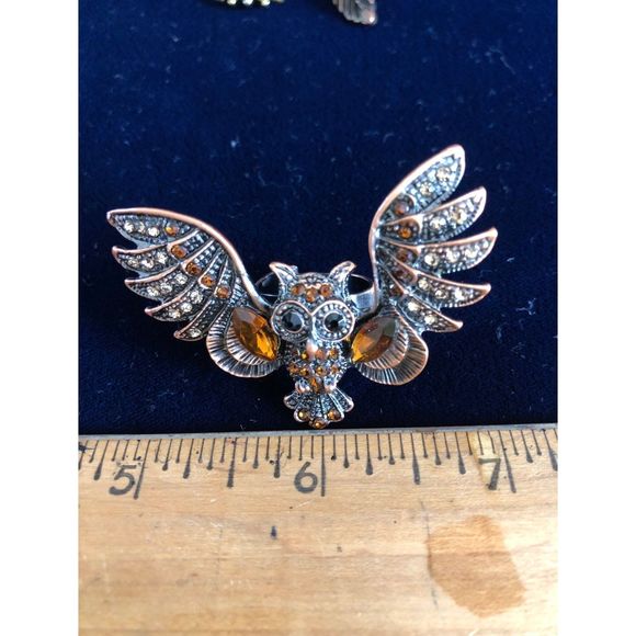 388. Owl & feather rings bundle gold tone - Picture 11 of 12